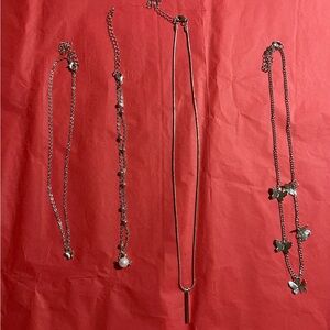 Elegant Silver Butterfly Necklace Set